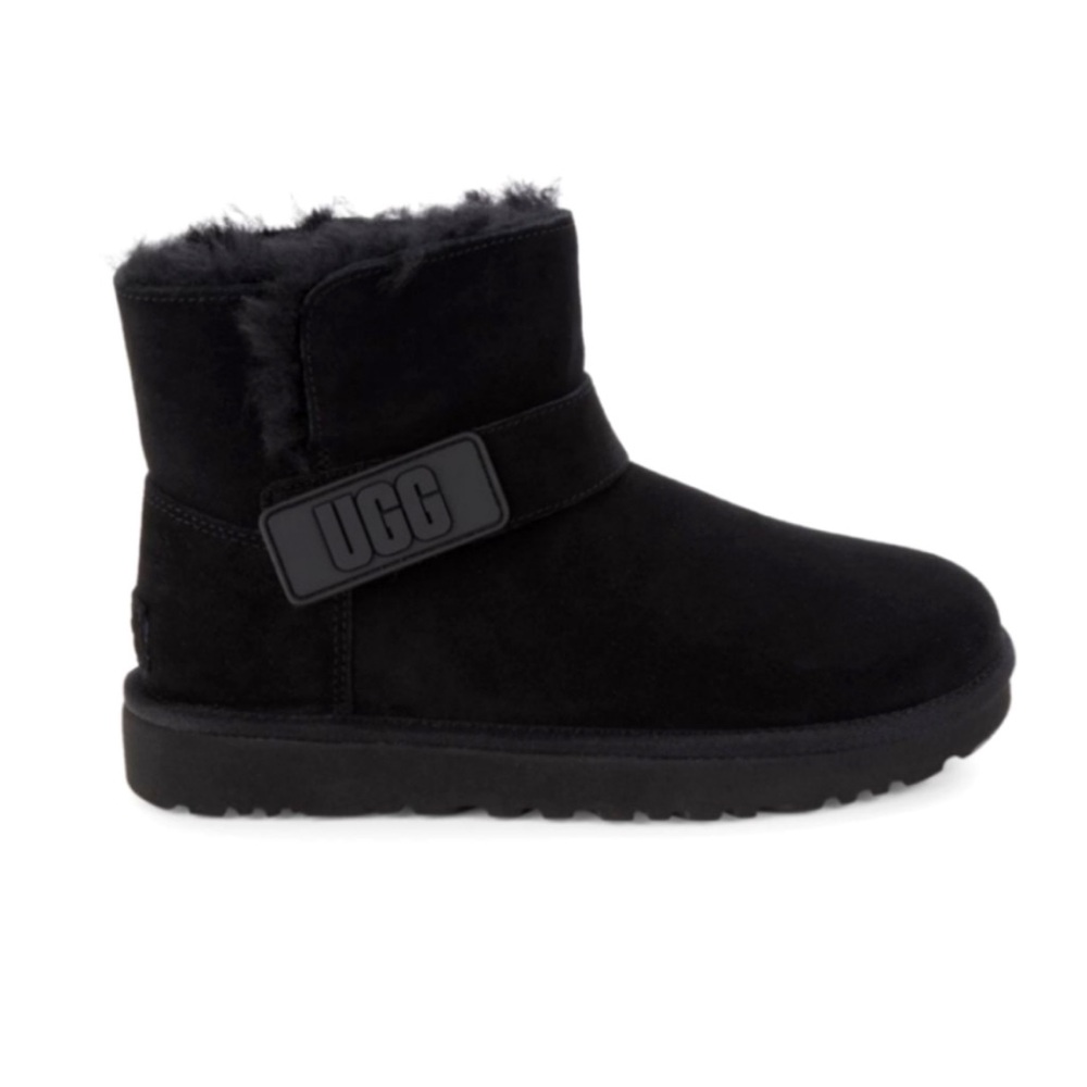 UGG Bailey Mini Logo Strap Bootie - Black - Size 7